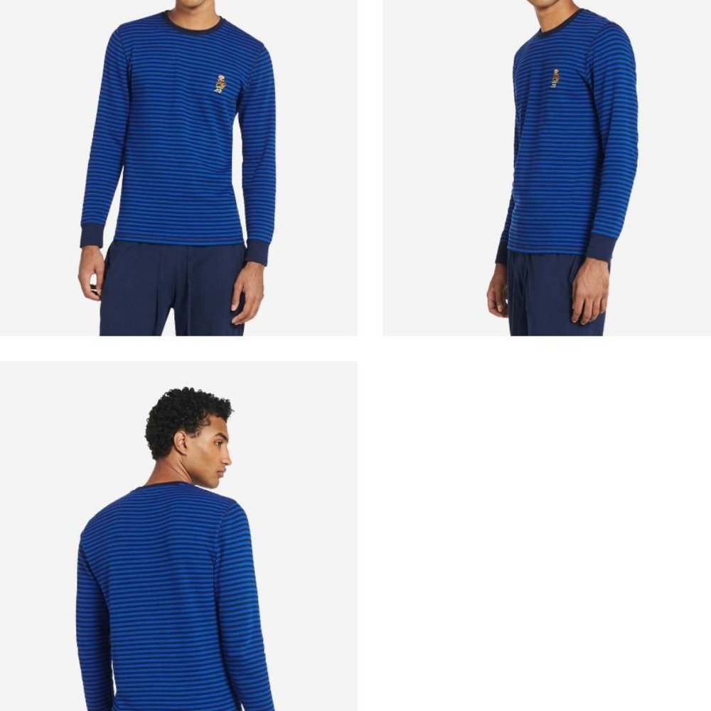 Polo Ralph Lauren Big Polo Bear Stripped Thermal Long Sleeve Shirt Men's - Picture 2 of 5